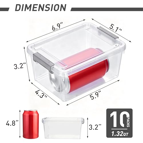 Citylife 1.3 QT 10 Pack Small Storage Bins Plastic Storage Container Stackable Box with Lids for Organizing, Clear White - color: Clear White, size: 1.3 QT(10 Pack)