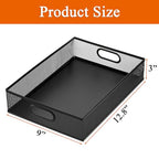 Elsjoy 2 Pack Desk Drawer Organizer Tray, Metal Mesh Desktop Storage Tray Office File Organizer with Handle, Portable Large Storage Basket for Office Supplies, Craft, Magazine, Paper