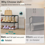HITHIM 2 Tier Long Shoe Rack for Closet, Screw Fastened Plastic Connector Shoe Storage Organizer, Non-Woven Fabric Metal Shoe Shelf, Holds 18-21 Pairs for Front Door Entrance, 48.5"x12.1"x17.8"