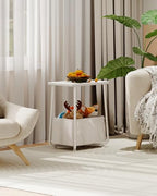 CHOEZON Nursery Side Table, Small End Table for Small Spaces, Nightstand with Fabric Basket, for Nursery, Living Room, Bedroom, White TBZ13WB - color: White