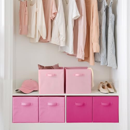 Cupic Cupid 13 Inch Storage Cube, Fabric Cube Storage Bin with Handles, Storage Cube Organizer for Clothes and Toys, Collapsible Cube Bins for Closet, Shelves, Nursery, 6-Pack, Pink Gradient - color: Pink Gradient, size: 13 Inch