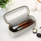 Aveniee Clear Makeup Brush Bag, Slim Brush Holder Cosmetic Case, Small Travel Toiletry Bag for Women, Thin Make up Bags with Zippers, Cute Travel Essentials Srorage Bag.Grey - color: Grey, style: Slim Elegance