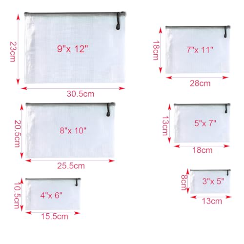 Oaimyy-8"x10"-15 Pcs-Plastic Mesh Zipper Pouch Document Folders Bag Zip File Bags for Office Supplies,Home,Travel Storages,Puzzle Board Games Storage,Organizing Classroom-(Black) - color: Black, size: 8"x 10"