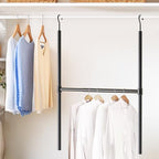 Simple Houseware Adjustable Closet Hanging Rod, Black - color: Black, size: 1 Pack