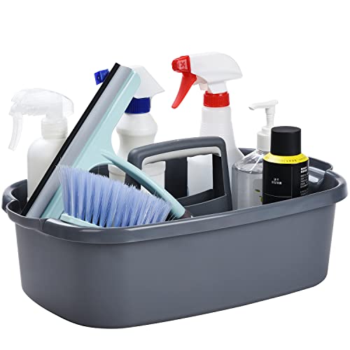 Haundry Large Cleaning Caddy with Handle, Tool Storage Basket Organizer, Sturdy Pail Bucket Organizer, Household Bucket for Cleaning Supplies - Gray - color: Grey