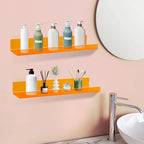 Dezzer 4 Pack Acrylic Shelves for Wall, 15" Acrylic Floating Shelves for Bathroom Bedroom, Invisible Bookshelf Wall Ledge Storage Shelf Books Perfume Toys Action Figure Display Shelves, Clear Orange - style: 15 inch 4-pack Orange
