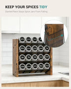 NESAPTO Spice Rack Organizer for Cabinet, Wooden 4 Tier Vertical Seasoning Organizers for Kitchen Pantry, Countertop/Wall Mount, Holds 20 Spice Jars (No Jars Included),10.3" W × 9.4" H - size: Holds 20 Jars, 10.3"W × 9.4"H