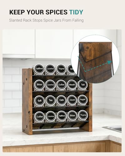 NESAPTO Spice Rack Organizer for Cabinet, Wooden 4 Tier Vertical Seasoning Organizers for Kitchen Pantry, Countertop/Wall Mount, Holds 20 Spice Jars (No Jars Included),10.3" W × 9.4" H - size: Holds 20 Jars, 10.3"W × 9.4"H