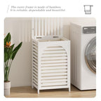 Laundry Hamper with Lid,Bamboo Large Waterproof Clothes Laundry Basket,Removable Washing Bags with Handles,clothes basket (White) - color: White