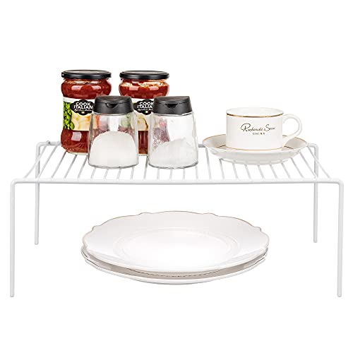 Redrubbit Medium (13 x 9. 4 Inch) Cabinet Storage Shelf Rack, Rustproof Kitchen Counter and Cabinet Shelf, Storage Rack Organizer for Kitchen, Fridge, Bathroom, Set of 6 - color: White