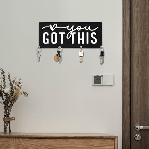You Got This Wooden Key Holder for Wall - 5"x10" Key Organizer Hanger with 4 Hooks for Home Front Door Hallway Entryway Kitchen - Home Office Decor & Housewarming Gifts Supplies - A03 - color: You Got This