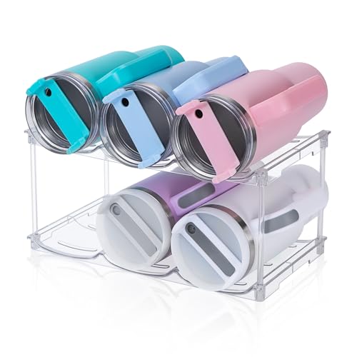 Stackable Water Bottle Organizer for Stanley 40 oz Tumbler, Water Bottle Holder for Cabinet, Pantry Kitchen Organizers and Storage for Stanley Cup Accessories, Tumbler Organizer and Wine Rack, 2Pack - size: SPO-JM-2Pack