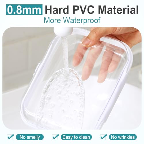 Sanwuta 6 Pcs Clear Hard Zipper Case Plastic Zipper Pouches Transparent Makeup Bag Pencil Case Pouches Toiletry Diaper Bag for Travel Toy Storage Organizer Bins(White,7.09 x 5.12 x 2 Inch) - color: White, size: 7.09 x 5.12 x 2 Inch