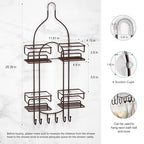SRIWATANA Shower Caddy Organizer Hanging Over Head, Bathroom Shower Rack Hanger with Hooks for Razors - Bronze - color: Bronze
