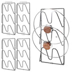 4-Pack Pot Lid Organizer – Heavy-Duty Metal Total 12 Tier Lid Rack for Cabinet, Wall, or Door, No-Drill Adhesive Mount – Space-Saving Kitchen Storage (Black)