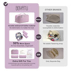 BOYATU Travel Makeup Bag Cosmetic Bags for Women: 3 Pcs Set Large Capacity Make up Bag with Handle - Waterproof Vegan Leather Toiletry Bags Travel Essentials with Compartments(C-4-Purple) - color: C-4-Purple