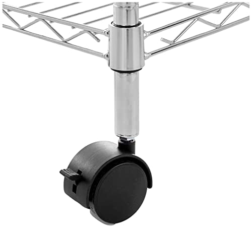 Amazon Basics 3-Shelf Heavy Duty Adjustable Wire Shelving Storage Rack on 2" PP Plastic Wheel Casters, Steel Utility Shelving Unit for Garage and Laundry Room, 23.2" x 13.4" x 32.75", Chrome - color: Chrome