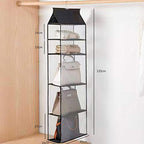 Improved Closet Handbag Purse Holder with 5 Large Heavy-Duty Mesh Shelves, Space Saving Hanging Handbag Storage Tote Bag Organizer Holder for Wardrobe Closet(Black) - color: Black