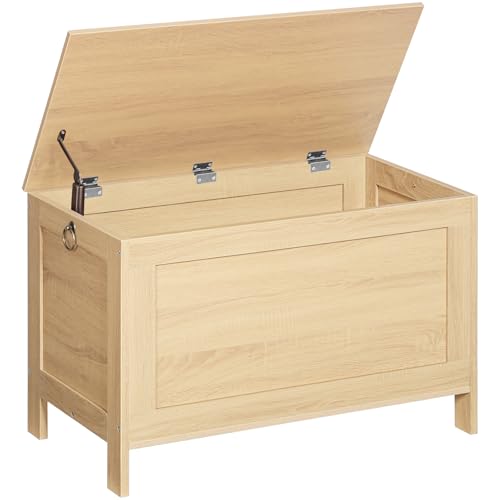HOOBRO Toy Box, Retro Wooden Look Storage Chest with Safety Hinge, Entryway Storage Bench Supports 220 lb, 29.9 x 15.7 x 18.9 Inches Toy Chest Organizer, Easy Assembly (Natural) NL75CW01G2 - color: Natural, size: 29.9x15.7x18.9 Inch