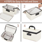 KaAutoler Portable makeup box with Lock, Large Capacity Travel Makeup Case Organizer, Makeup Bags for Girls Traveling With Handle and Divider Makeup Bag (off-white) - color: off-white