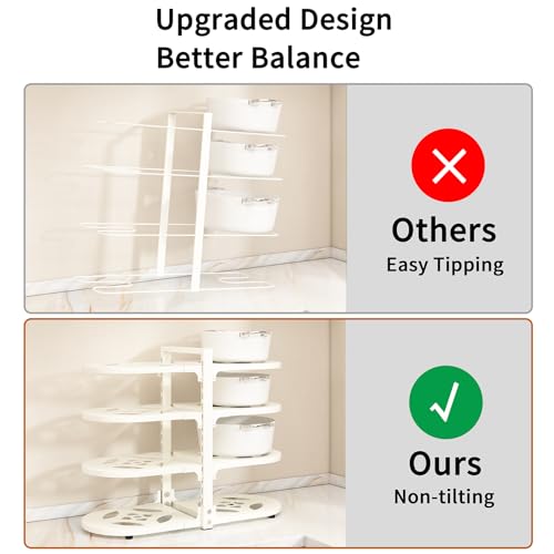 Adjustable Heavy Duty Pots and Pans Organizer Under Cabinet, 8-Tier Pot and Pan Organizers Inside Cabinet, Kitchen Cabinet Organizers and Storage, White - color: White