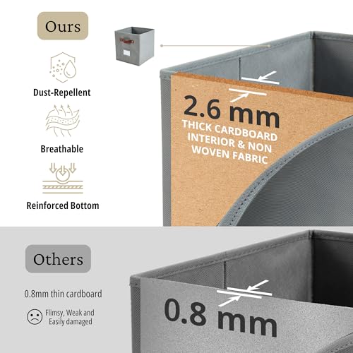 DECOMOMO Storage Baskets, 13x15x13 Storage Cube Bins with Labels for Organizing Shelves Kallax (Kallax / 4pcs, Grey) - color: Grey, size: Kallax 13" x 15" / 4pcs