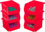 Akro-Mils 30210 AkroBins Plastic Storage Bins, Space-Saving Stackable Bins for Garage, Pantry, Craft Organization, 5" x 4" x 3", Red, 24-Pack - color: Red
