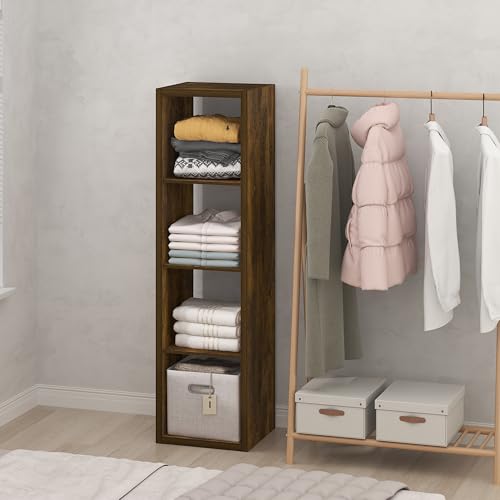 Furinno Cubic Closet Organizers and Storage, 4-Cube Closet Organizer, Vertical Open Shelf Closet Storage, Extra Thick Frame for Wardrobe, Bedroom, Living Room, Amber Pine - color: Amber Pine, size: Vertical 4-Cube