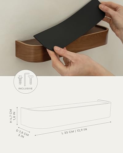 Kazai. Key Holder 'Toke' | Minimalist Key Hook Design from Berlin | Modern Key Holder Wall Mount with Wooden Shelf | Key Rack for Wall as Entryway Organizer | Walnut - color: Walnut, size: 8 Hooks