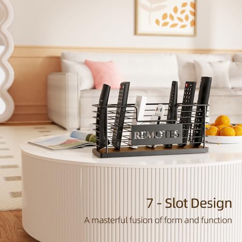 Remote Control Holder, 7-Slot TV Remote Holder Wall Mount, Universal Remote Caddy Large Size Design for Wall Table Living Room Bedroom, Black - color: Black-7 Slot