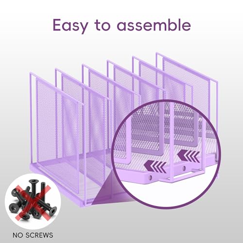 File Organizer for Desk, 5-Section Vertical File Sorter, Paper Holder Organizer Standing Metal File Folder for Office Home Classroom, Purple - color: Purple, size: 1 Pack 5-Section