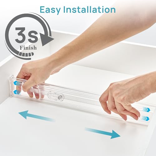 Vtopmart 8 Pack 2.36" Short Upgrade Drawer Dividers for Kitchen Drawer, 12.8"-22.3" Expandable Kitchen Drawer Organizer, Clear Plastic Organizer Separator for Flatware, Utensil, Cutlery, Underwear - size: Short-2.36"