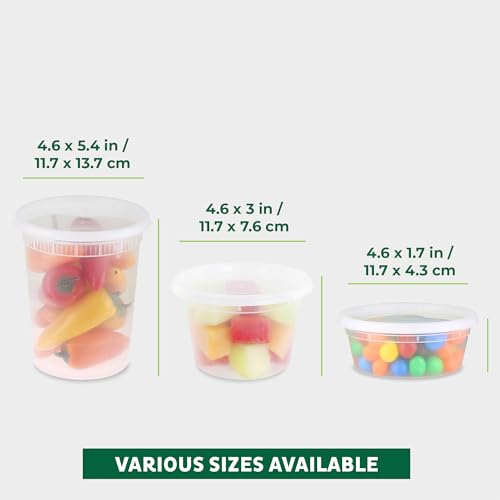 Freshware Food Storage Containers with Lids [8/16/32 oz x 20 each, 60 sets] Deli Containers, Microwave and Freezer Safe, Stackable, Leakproof, BPA Free, Clear - size: 8, 16, 32 oz [60 Set]