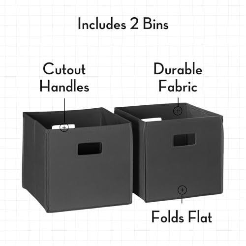 RiverRidge Kids 2pc Fabric Collapsible Storage Cube Organizers with Handles for Playroom Organization - Charcoal Gray - color: 2 Charcoal Gray Bins