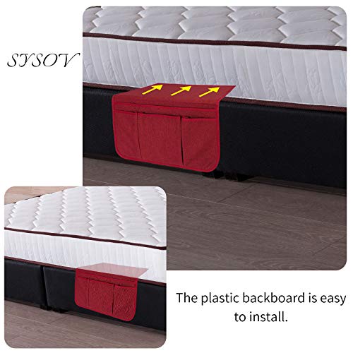 Bedside Caddy Bedside Storage Organizer Magazine Phone Tablet iPad Remote Holder, Organizer Caddy for Home College Dorm Bed, Sofa, Bunk Bed (Burgundy) - color: Burgundy