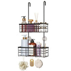 HapiRm Hanging Shower Caddy Organizer - No Drilling Shower Organizer with Hooks, Rustproof & Waterproof 304 Stainless Steel Bathroom Shelves - Black - color: Black