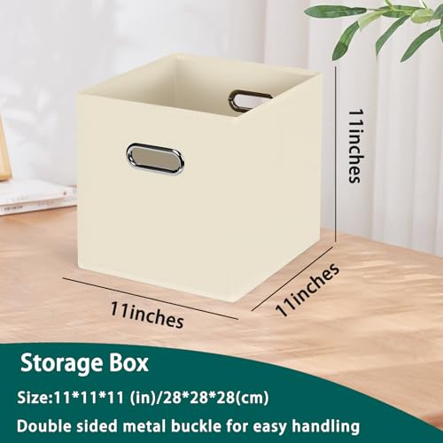 Black Foldable Storage Cubes Bins, Fabric Storage Box Cubes Organizer Baskets with Dual Handles for Home Organizer,Set of 3,(Creamy-White) - color: Creamy-White, size: 3 Pack