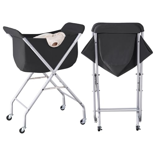 ELYKEN Laundry Cart with Wheels, 32”H Easy Rolling Laundry Hamper with Removable Liner Bag, Sturdy Metal Frame Clothes Basket with 4 Casters and 2 Brakes - color: Black, size: 23.2"L x 13"W x 32"H