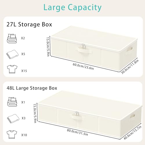 Under Bed Storage Bins, Closet Containers Organizers, Foldable Basket with Zippered, for Blankets, Clothes, Comforters, 4 Pack, Beige, 23.6 x 11.8 x 5.9 In, XSNY20BES-4 - color: Beige, size: Small（4 Pack）