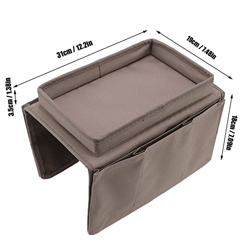 Couch Sofa Armrest Organiser Arm Chair Caddy Bedside Storage Pocket,600D Oxford Cloth Side Pockets Sofa Arm Table Armrest Tray TV Remote Holder Bed Storage Pocket (Brown) - color: Brown