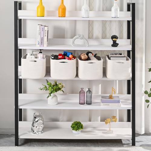 ICERZCZ Storage Baskets for Organizing & Shelves, Woven Cotton Rope Organization Bins for Dog Toys, Clothes, Books, Nursery Organizer, 15" Lx11''Wx9.5''H, (4 Packs) Off White - color: Off White, size: 15"(L)×11"(W)×9.5"(H)