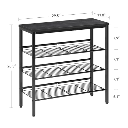 Nunsino Shoe Rack for Closet,4 Tier Shoe Organizer for Entryway,Shoe Shelf with Storage Shelves and Spacious Top,Max Holds 16 of Shoes,Black - color: Black, size: 4 Tier