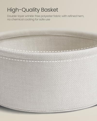 VASAGLE LILEA Collection - Small Round Side End Table, Modern Nightstand with Fabric Basket, Cream White ULET223K67 - color: Cream White, size: Round + 1 pack