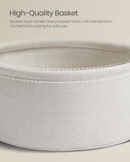 VASAGLE LILEA Collection - Small Round Side End Table, Modern Nightstand with Fabric Basket, for Living Room, Bedroom, Set of 2, Cream White ULET225LL01S - color: Cream White, size: Round + 2 pack