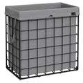 SONGMICS 29 Gal. (110L) Laundry Basket, Laundry Hamper, Collapsible Clothes Hamper, Removable and Washable Liner, Metal Wire Frame, for Bedroom Bathroom, Black and Gray ULCB111G01 - color: Black + Gray, size: 110 L