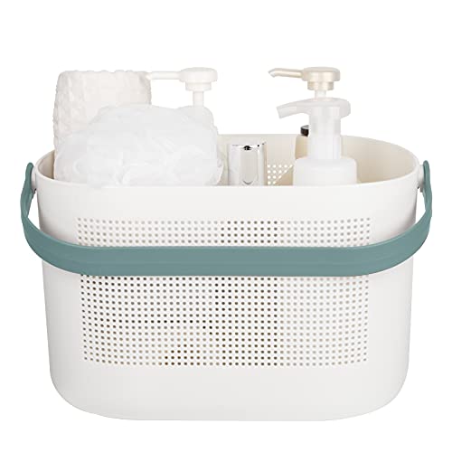 UUJOLY Plastic Storage Baskets with Handles, Shower Caddy Shelf Organizers Basket for Bathroom, Kitchen, Dorm Room, Green - color: Green, size: 1 Pack