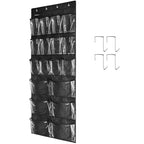 Extra Large Hanging Over Door Shoe Organizer, Closet Shoe Rack - 12+6 Crystal Pockets, 4 Hooks, Black (59"x 21.6") - color: B-black&Clear