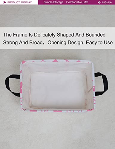 Rectangular Storage Basket Fabric Organizer Bin for Toys,Books,Clothes,Gifts,Pets-Perfect for Home,Office,Nursery,Dorm,Shelf(Rec-Pink hearts ) - color: Rec-Pink hearts