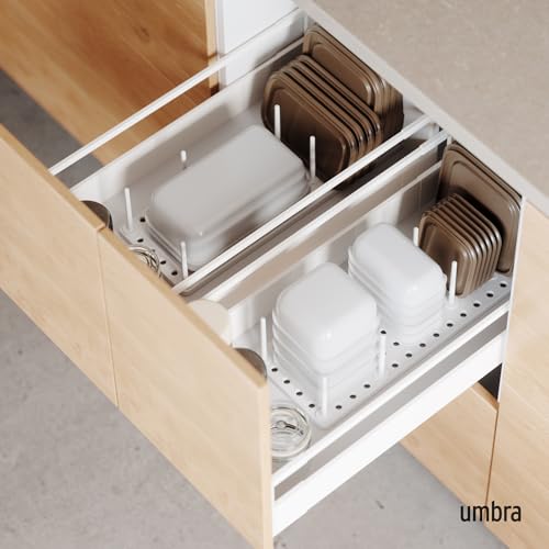 Peggy Kitchen Drawer Cupboard Organizer Tray - Adjustable Storage System For Food Containers, Cookware, Serveware, Utensils and More, White - color: White, size: Medium Set of 2