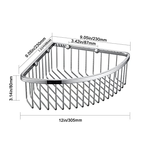 Bathroom Shower Caddy Corner Shelf Basket, Ultra Sturdy Rust-Proof Stainless Steel Shelf Organizer Shampoo Holder, Wall Mounted Storage Rack for Bathroom Kitchen, Polished Chrome - color: Chrome, size: 90° Corner (1 Pack)